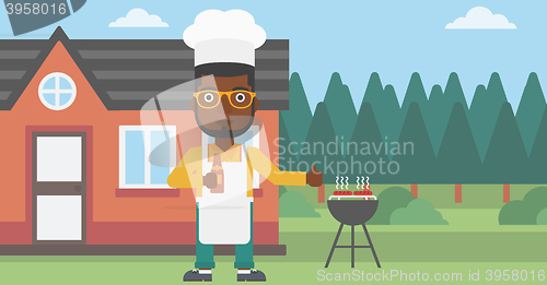Image of Man preparing barbecue.
