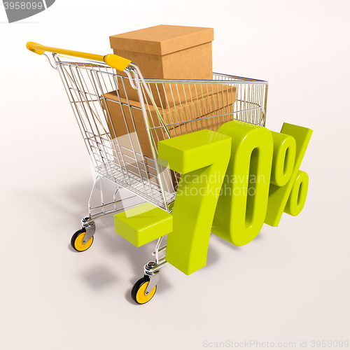 Image of Shopping cart and 70 percent