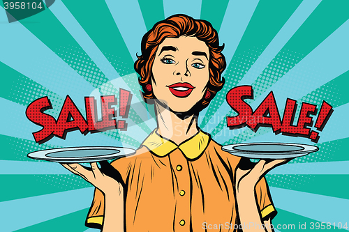 Image of Woman sale on a tray