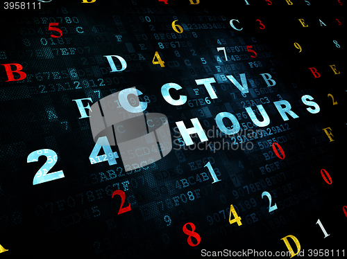 Image of Safety concept: CCTV 24 hours on Digital background