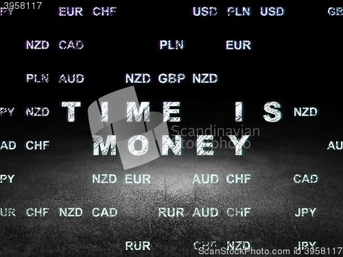 Image of Finance concept: Time is Money in grunge dark room