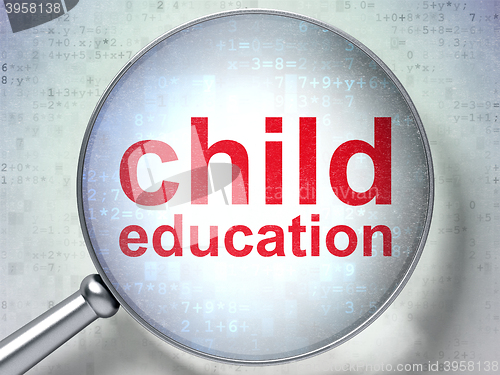 Image of Education concept: Child Education with optical glass