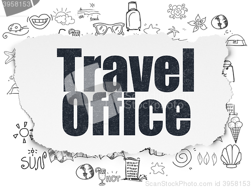 Image of Travel concept: Travel Office on Torn Paper background