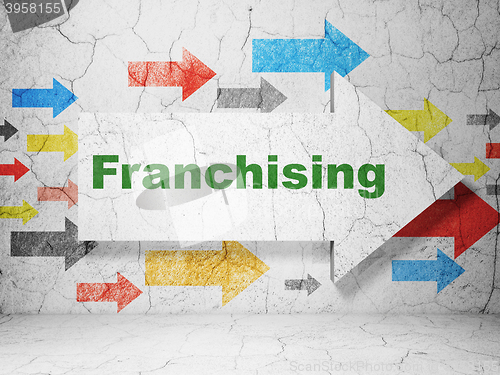Image of Business concept: arrow with Franchising on grunge wall background