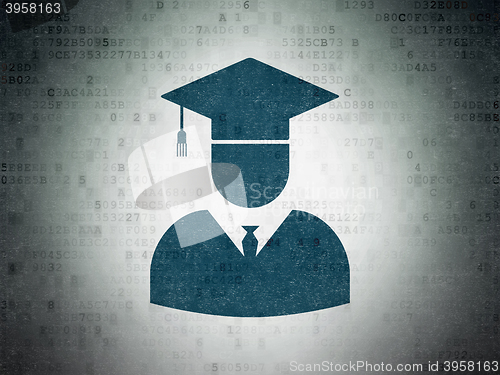 Image of Science concept: Student on Digital Data Paper background