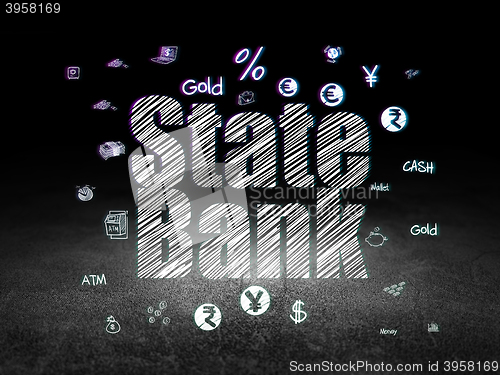 Image of Money concept: State Bank in grunge dark room