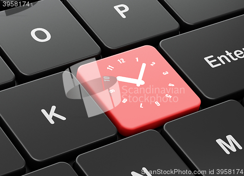 Image of Time concept: Clock on computer keyboard background