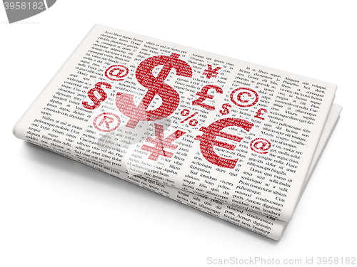 Image of Advertising concept: Finance Symbol on Newspaper background