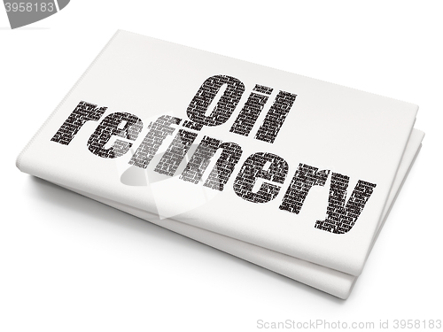Image of Industry concept: Oil Refinery on Blank Newspaper background