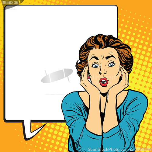 Image of Surprised woman pop art retro style