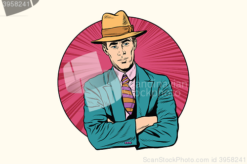 Image of Retro male gentleman in the hat