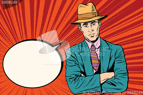 Image of Retro male gentleman in the hat
