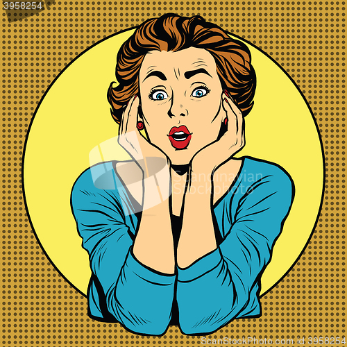 Image of Surprised woman pop art retro style
