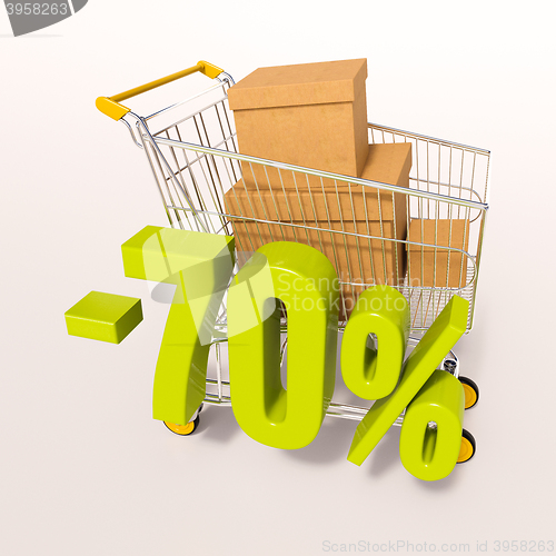 Image of Shopping cart and 70 percent