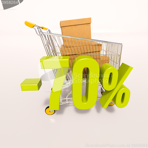 Image of Shopping cart and 70 percent