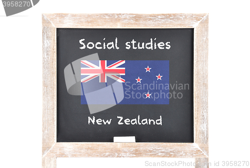 Image of Social studies with flag on board