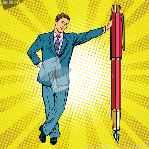 Image of Businessman with fountain pen