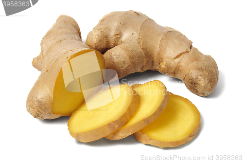 Image of Ginger root on white