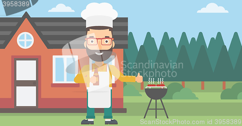 Image of Man preparing barbecue.
