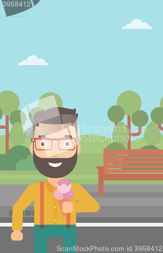 Image of Man holding icecream.