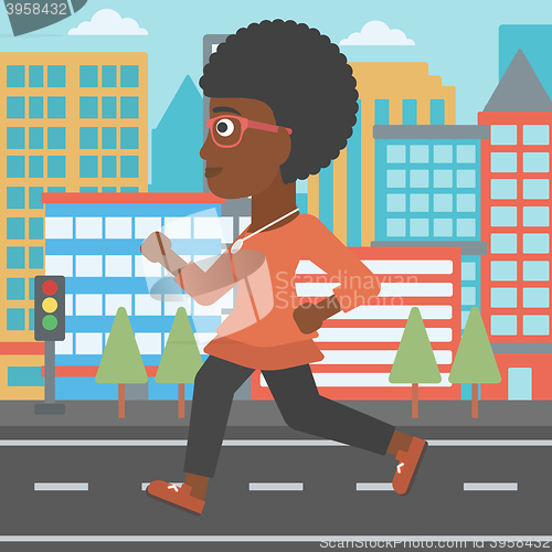 Image of Sportive woman jogging.
