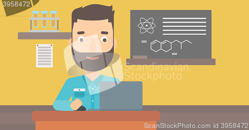 Image of Man studying with laptop.