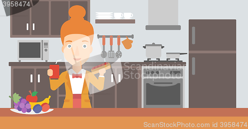 Image of Woman with fast food.