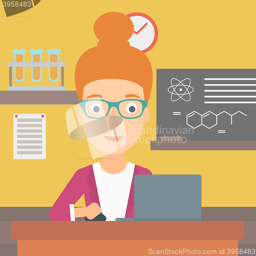 Image of Woman studying with laptop.