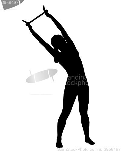 Image of Silhouette of woman doing exercises