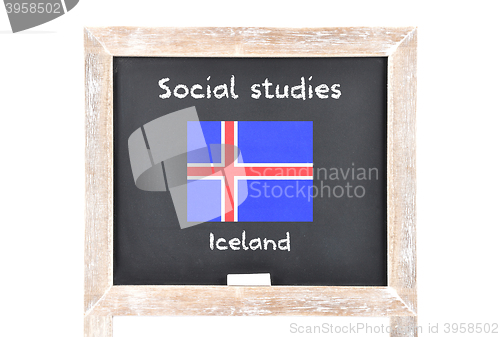 Image of Social studies with flag on board