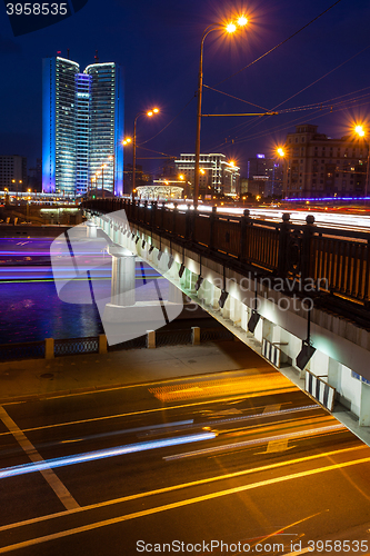 Image of Moscow, Russia, night landscape with Kalinin ( Novoarbatsky ) br