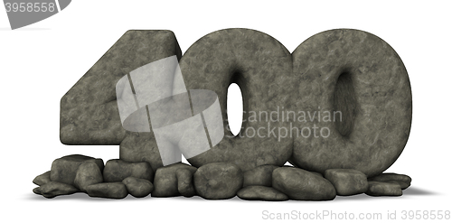 Image of stone number four hundred on white background - 3d rendering