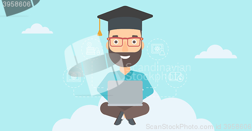 Image of Graduate sitting on cloud.