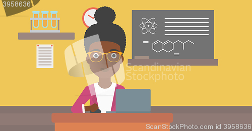 Image of Woman studying with laptop.