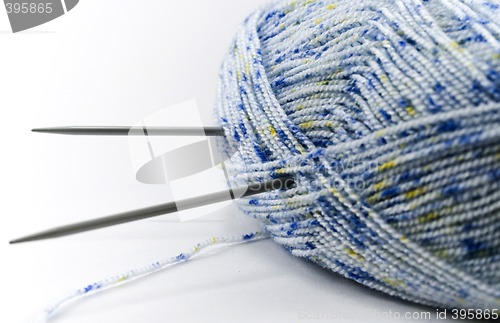 Image of Blue wool and needles