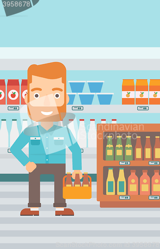 Image of Man with pack of beer.