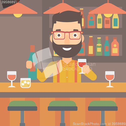 Image of Bartender standing at the bar counter.