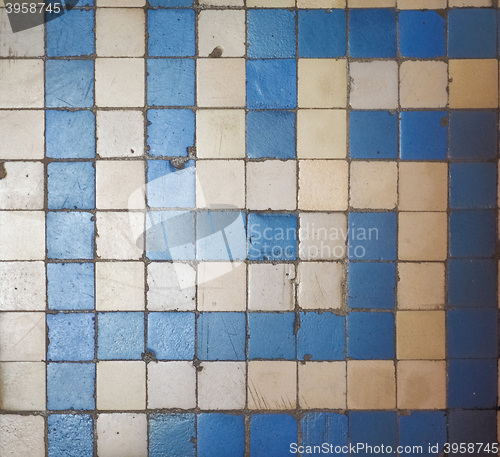 Image of Blue and white mosaic floor background