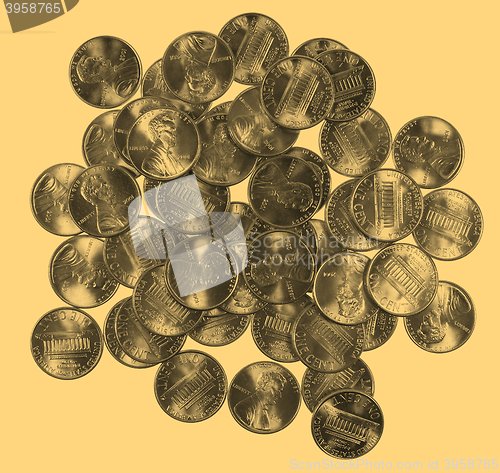 Image of Dollar coins 1 cent wheat penny cent - vintage
