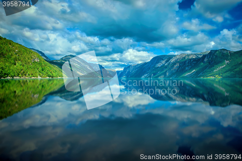 Image of Norwegian fjord and mountains