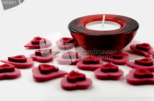 Image of Valentine's hearts and candle