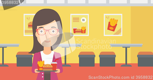 Image of Woman with fast food.