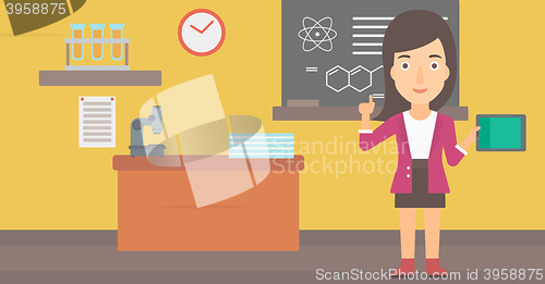 Image of Woman holding tablet computer.