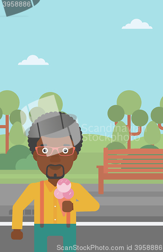 Image of Man holding icecream.