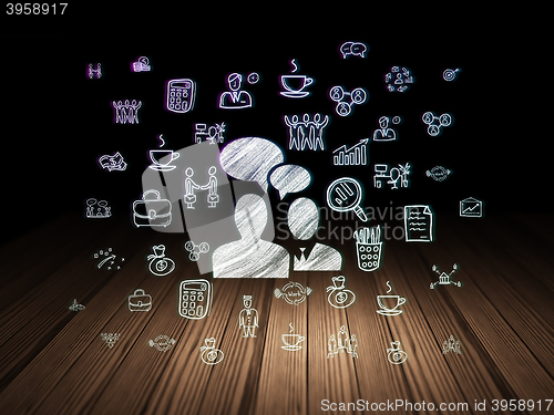 Image of Business concept: Business Meeting in grunge dark room