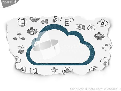 Image of Cloud networking concept: Cloud on Torn Paper background