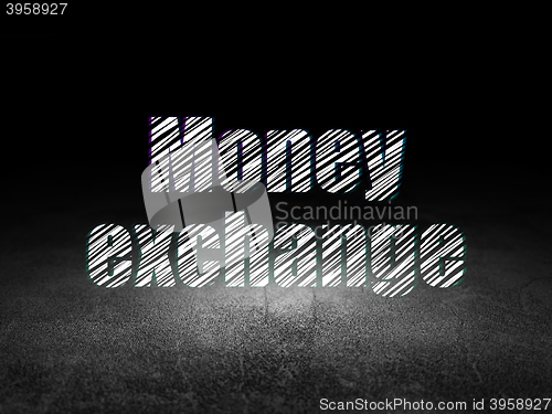 Image of Currency concept: Money Exchange in grunge dark room