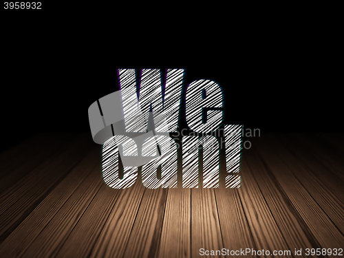 Image of Finance concept: We Can! in grunge dark room