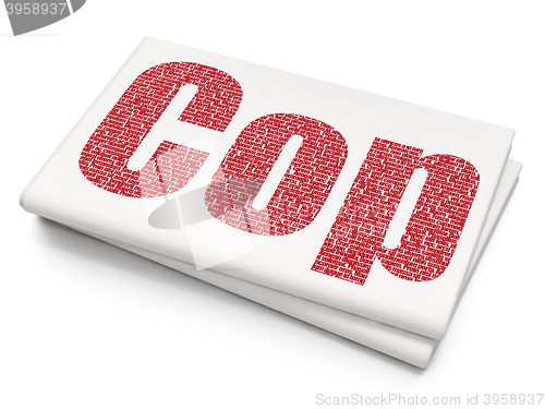 Image of Law concept: Cop on Blank Newspaper background