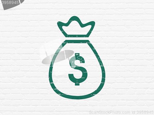 Image of Currency concept: Money Bag on wall background